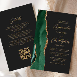 Casamento de Código QR Escuro de Agato Dourado Ver