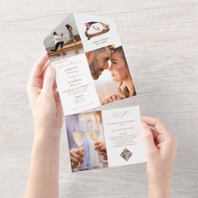 Casamento de Código QR Foto do Gondola Monograma C (Aba destacável)