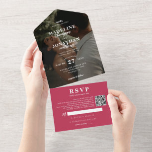 Casamento de Código QR Magenta com Foto Clássica M