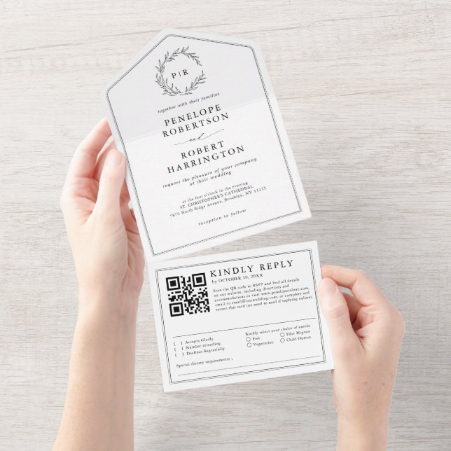 Casamento de Código QR Moderno e Negro Minimalista (Tearaway)