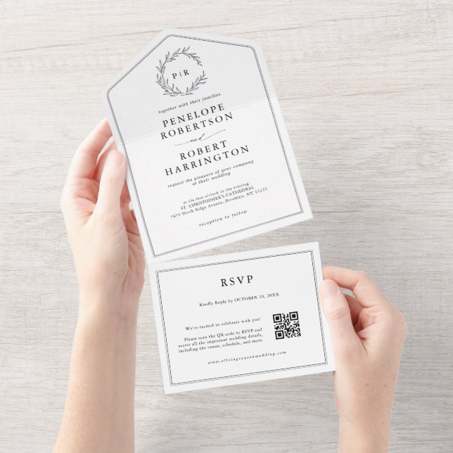 Casamento de Código QR Moderno e Negro Minimalista (Tearaway)