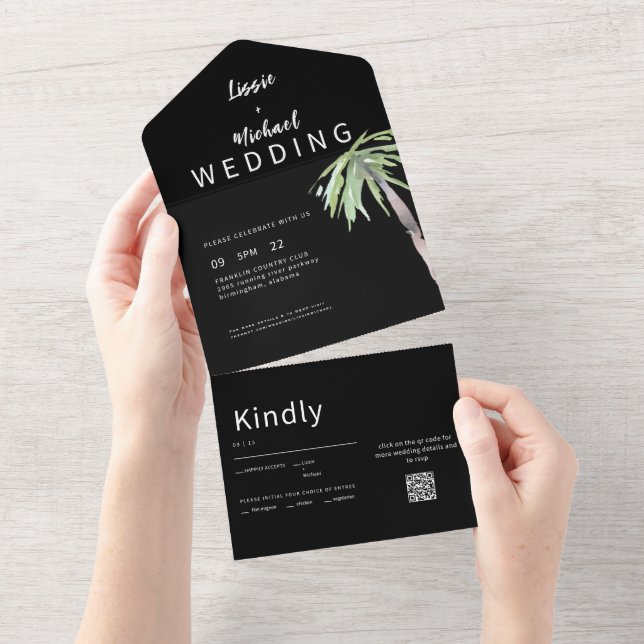 Casamento de Código QR Preto da Árvore Palm Contem (Tearaway)