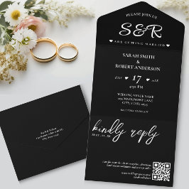 Casamento de Código QR Preto Simples