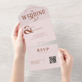Casamento de Código QR Rosa Rosa Espelho Moderno E