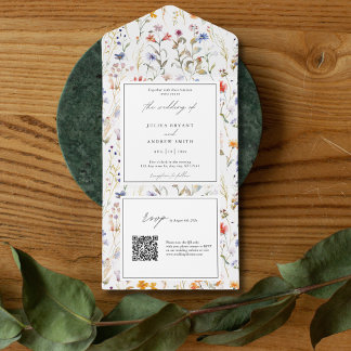 Casamento de código QR RSVP de flores selvagens le