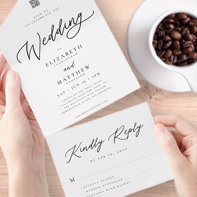 Casamento de Código QR Simples Chic Elegante Moder (Criador carregado)