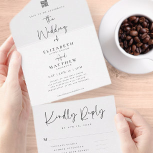 Casamento de Código QR Simples e Moderno Chic Eleg