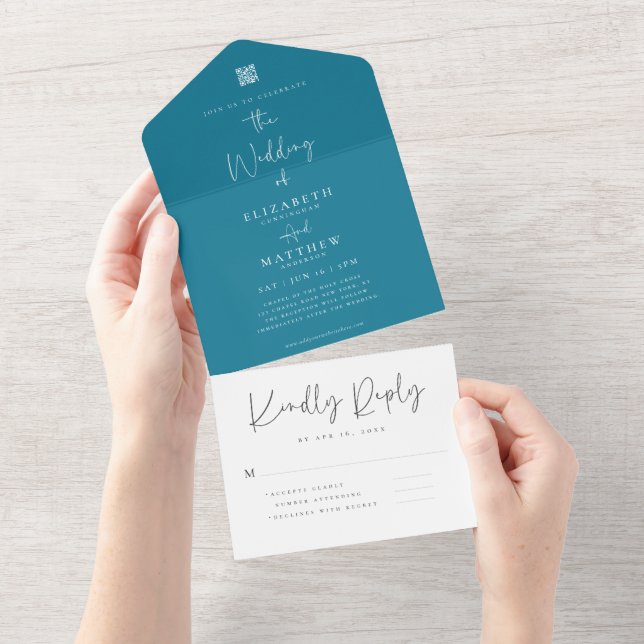Casamento de Código QR Simples e Moderno Chic Eleg (Aba destacável)