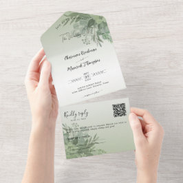 Casamento de Código QR Verde da Sage Botânica