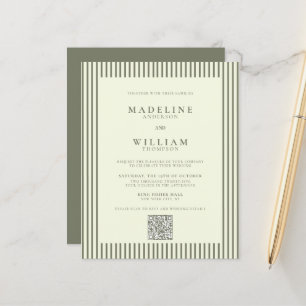 Casamento de Código Qr Verde do Sage Striped Elega