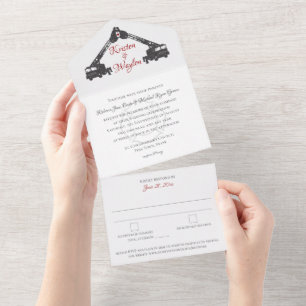 Casamento De Combatente De Fogo Em Um Convite