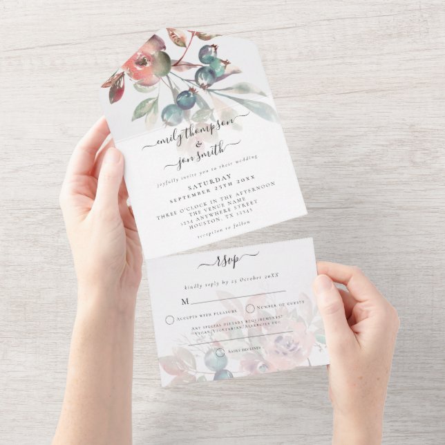 Casamento de Convidados Florais Rosa Turquesa (Tearaway)
