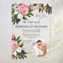 Casamento De Cor Floral De Foto Rosa Elegante