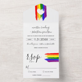 Casamento de Coração Branco com Bandeira do Orgulh