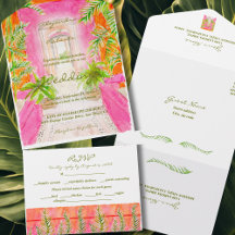 Casamento de Corais Tropicais Rosa Tropicais com A