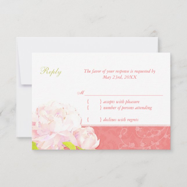Casamento de Coral de Primavera de Peony Cute RSVP (Frente)
