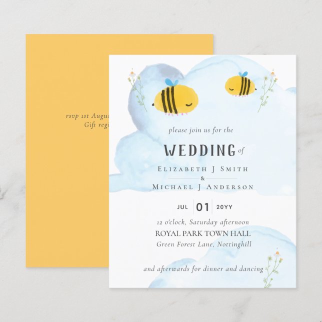 Casamento de Cores Aquáticas das Abelhas Bonitas (Frente/Verso)