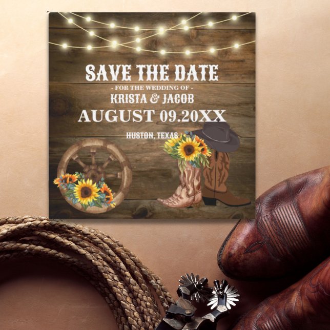 Casamento De Cowboy Sunflower Western Salvar A Dat (Cowboy Sunflower Western Wedding Save The Date magnet)