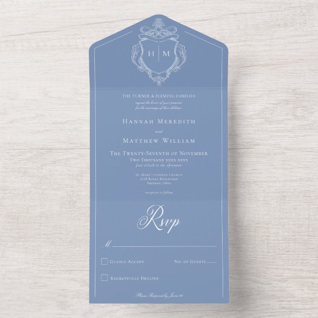 Casamento de Crest de Aves da Chinoiserie Azul Ele (Inside)