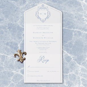 Casamento de Crest de Aves da Chinoiserie Azul Ele