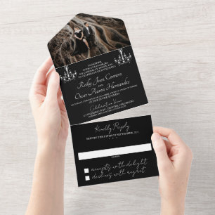 Casamento de Damasco Preto e Branco