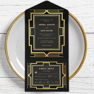 Casamento de Deco de Arte Retro-Arte Dourada e Pre