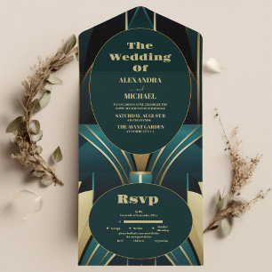 Casamento de Deco Verde e Dourado Elegante