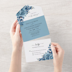 Casamento de Derramado Azul Floral Elegante