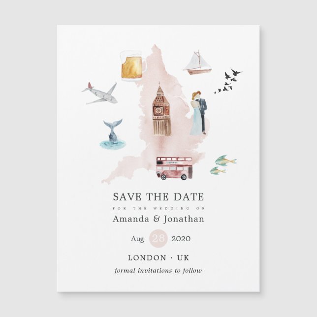 Casamento de Destino da Watercolor England UK (Frente)