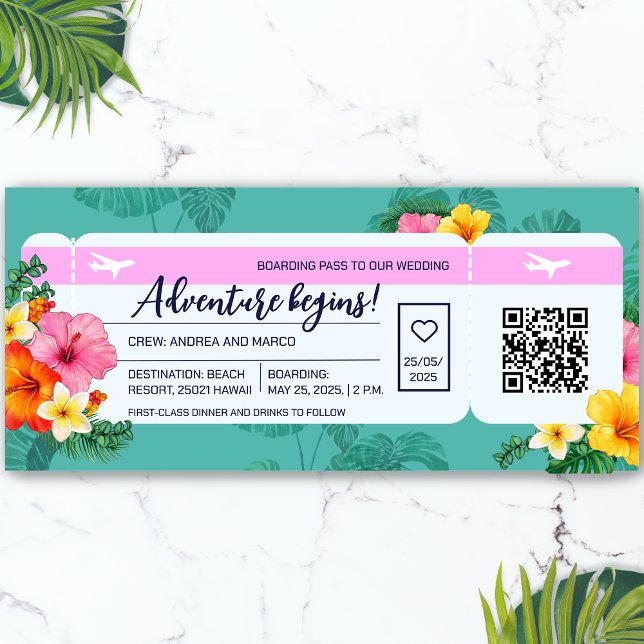 Casamento de Destino de Embarque Salvar a Data (Destination Boarding Pass Wedding Save the Date Magnetic)