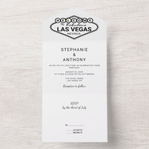Casamento de Destino de Las Vegas Preto e Branco