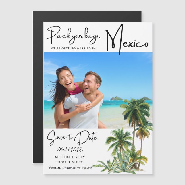 Casamento de Destino de Praia do México Salvar a D (Frente/Verso)