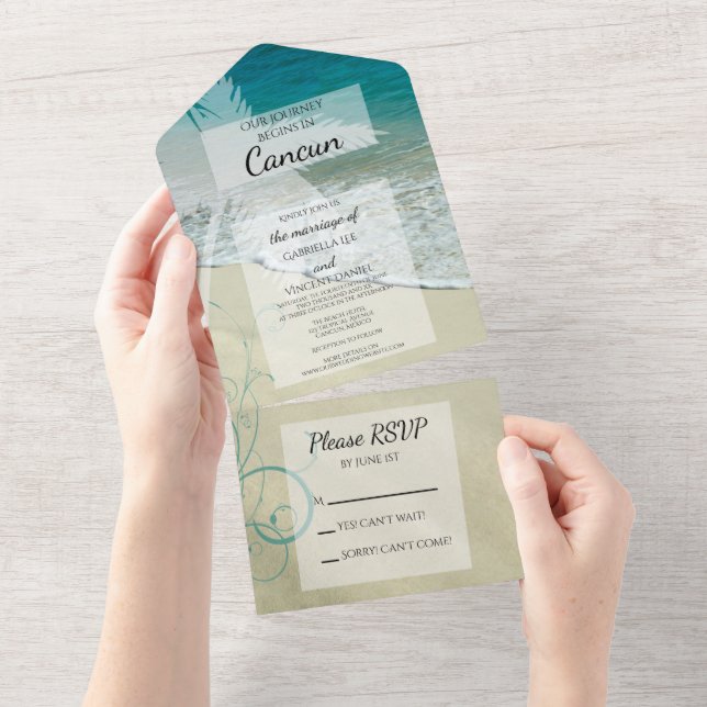Casamento de Destino de Praia Tropical (Aba destacável)