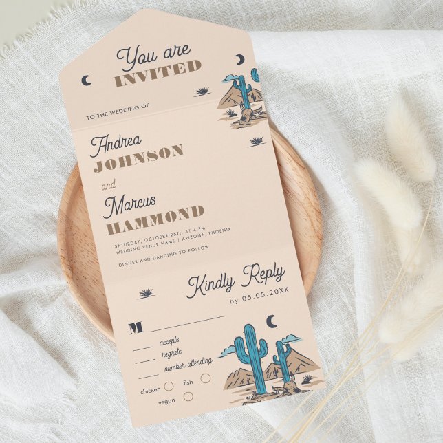 Casamento de Destino do Deserto de Boho Cream Cact (Criador carregado)