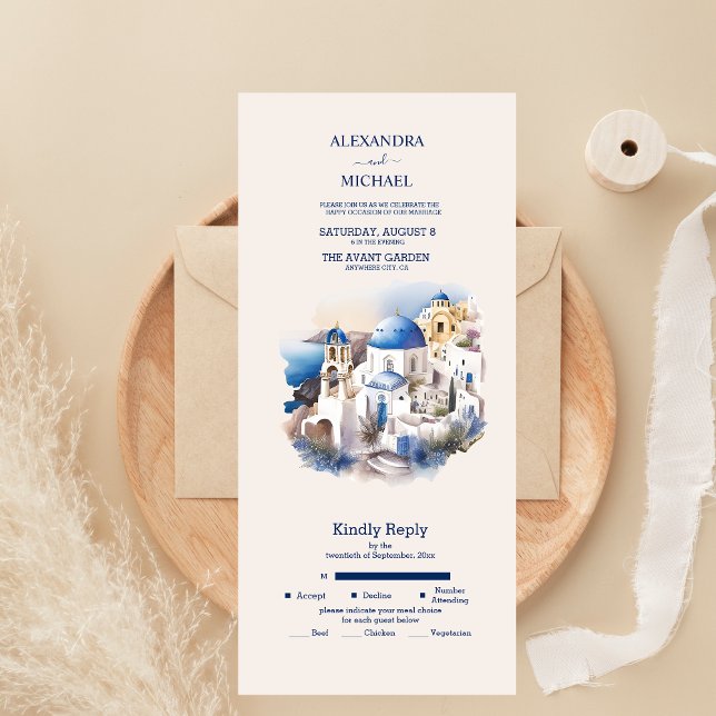 Casamento de Destino em Santorini com Aquarela (Criador carregado)