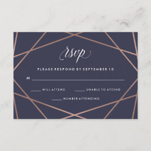 Casamento de diamante geométrico RSVP no azul da