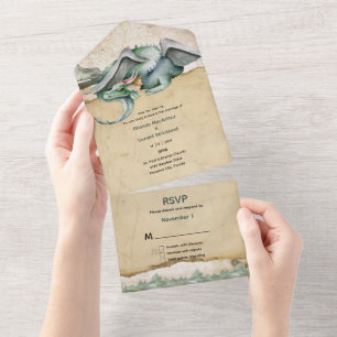 Casamento De Dragão De Fairytale Tudo Em Um Convit