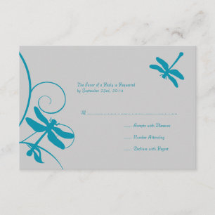 Casamento de Dragonfly Azul Prata e Aqua RSVP