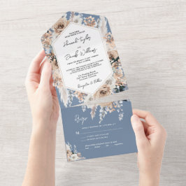 Casamento de Dusty Blue Floral Boho com RSVP