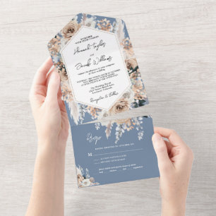Casamento de Dusty Blue Floral Boho com RSVP