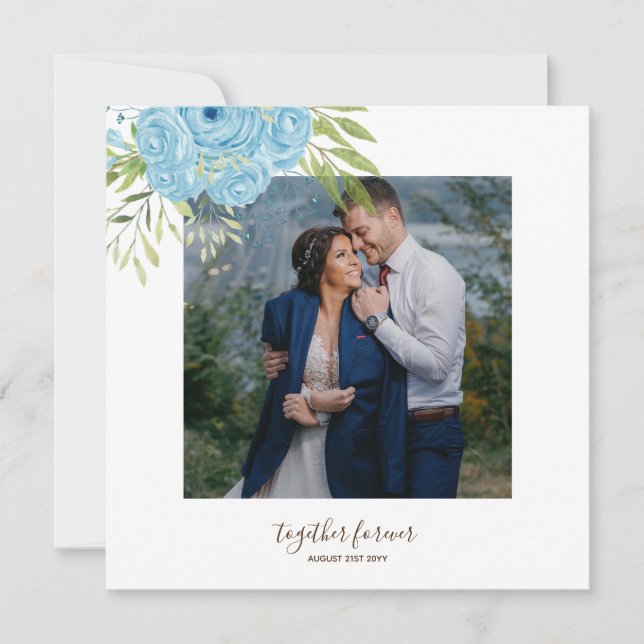 Casamento de Dusty Blue Rosas NewlyWeds (Frente)