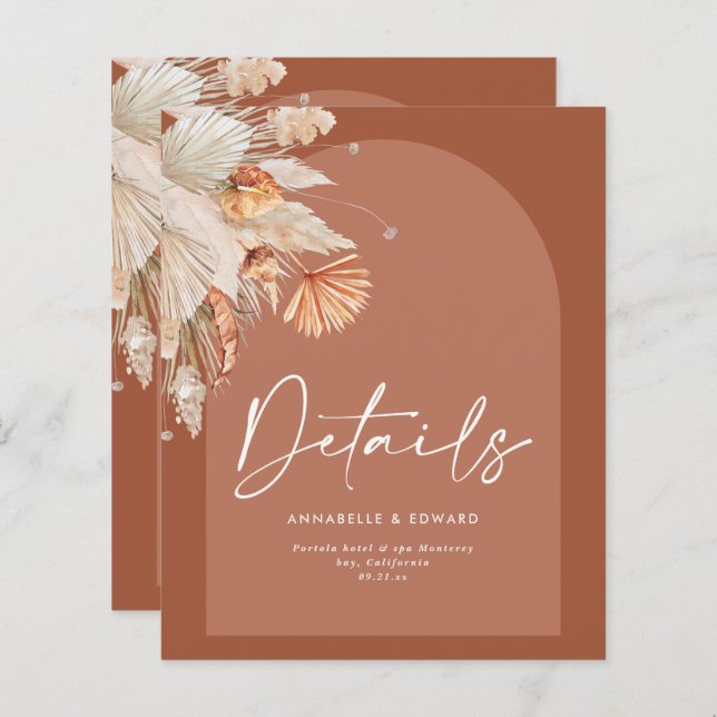 Casamento de erva da boêmia moderna terracotta pam (Frente/Verso)