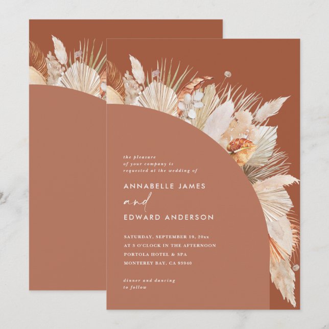 Casamento de erva da boêmia moderna terracotta pam (Frente/Verso)