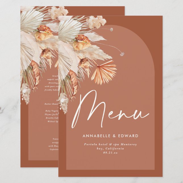 Casamento de erva da boêmia moderna terracotta pam (Frente/Verso)