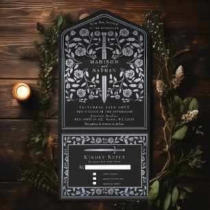 Casamento de Espada Real Medieval Negra Silver