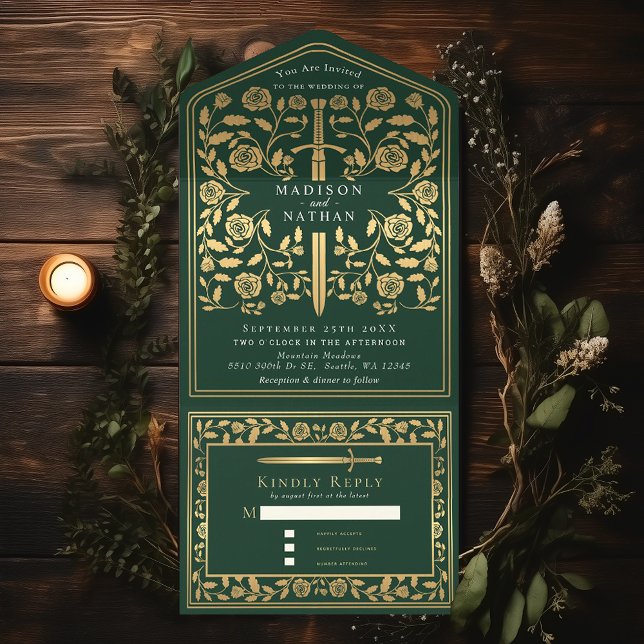 Casamento de Espada Real Medieval Verde (Criador carregado)