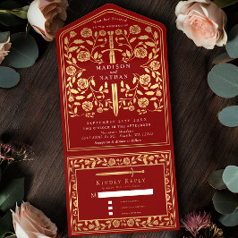 Casamento de Espadas Real Medieval Real Vermelha E