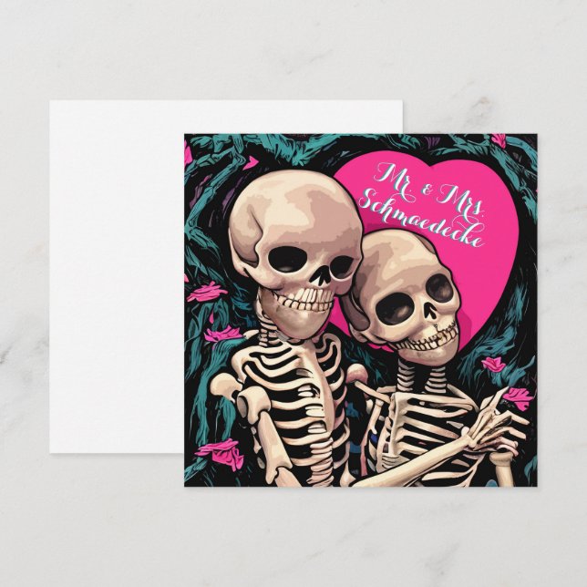 Casamento De Esqueleto Gótico Obrigado Cartões Ros (Frente/Verso)