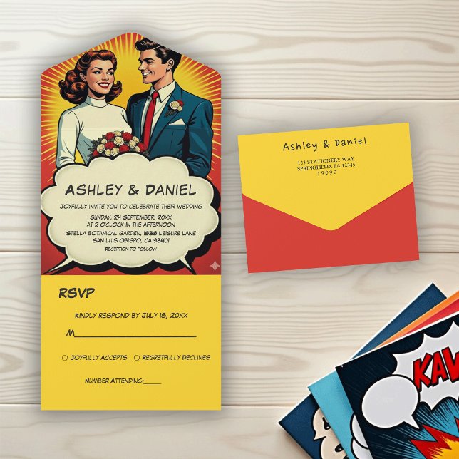Casamento de Estilo de Quadrinhos Retro de Casal R (Criador carregado)