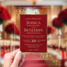 Casamento de Estilo Vermelho Carmesim e Dourado